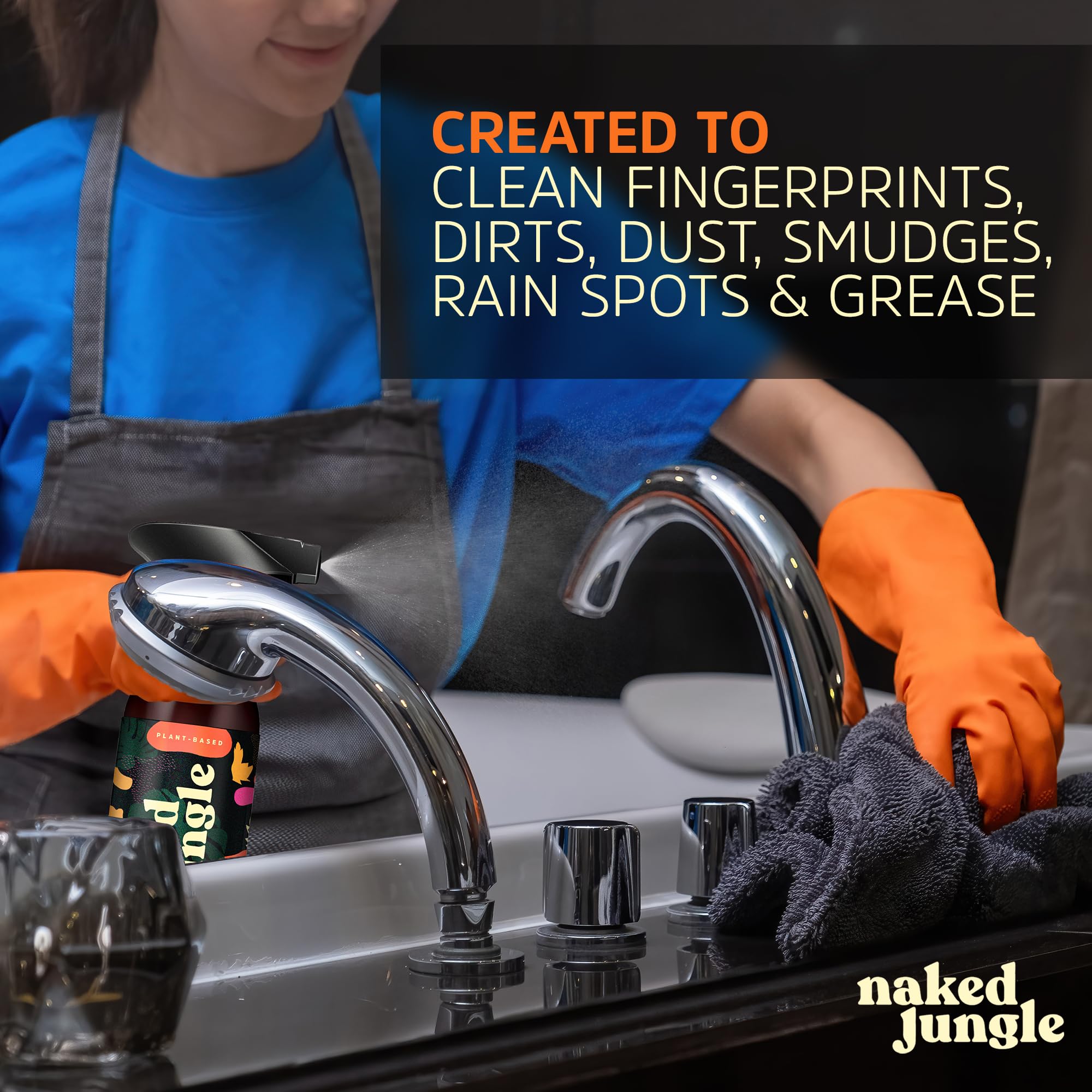 Naked Jungle Premium Plant-Based Glass Cleaner and Mirror Cleaner Spray for Streak-free Shine, Multi Purpose Car Window Cleaner, Eye Glasses Cleaner