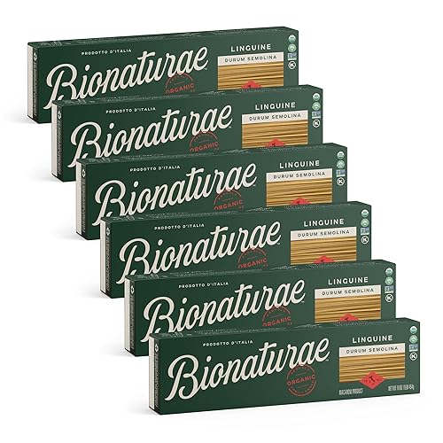 Bionaturae Linguine Pasta Noodles - Durum Semolina Pasta, Kosher, High Protein, Non-GMO, USDA Certified, Durum Semolina Linguine, Linguine Pasta
