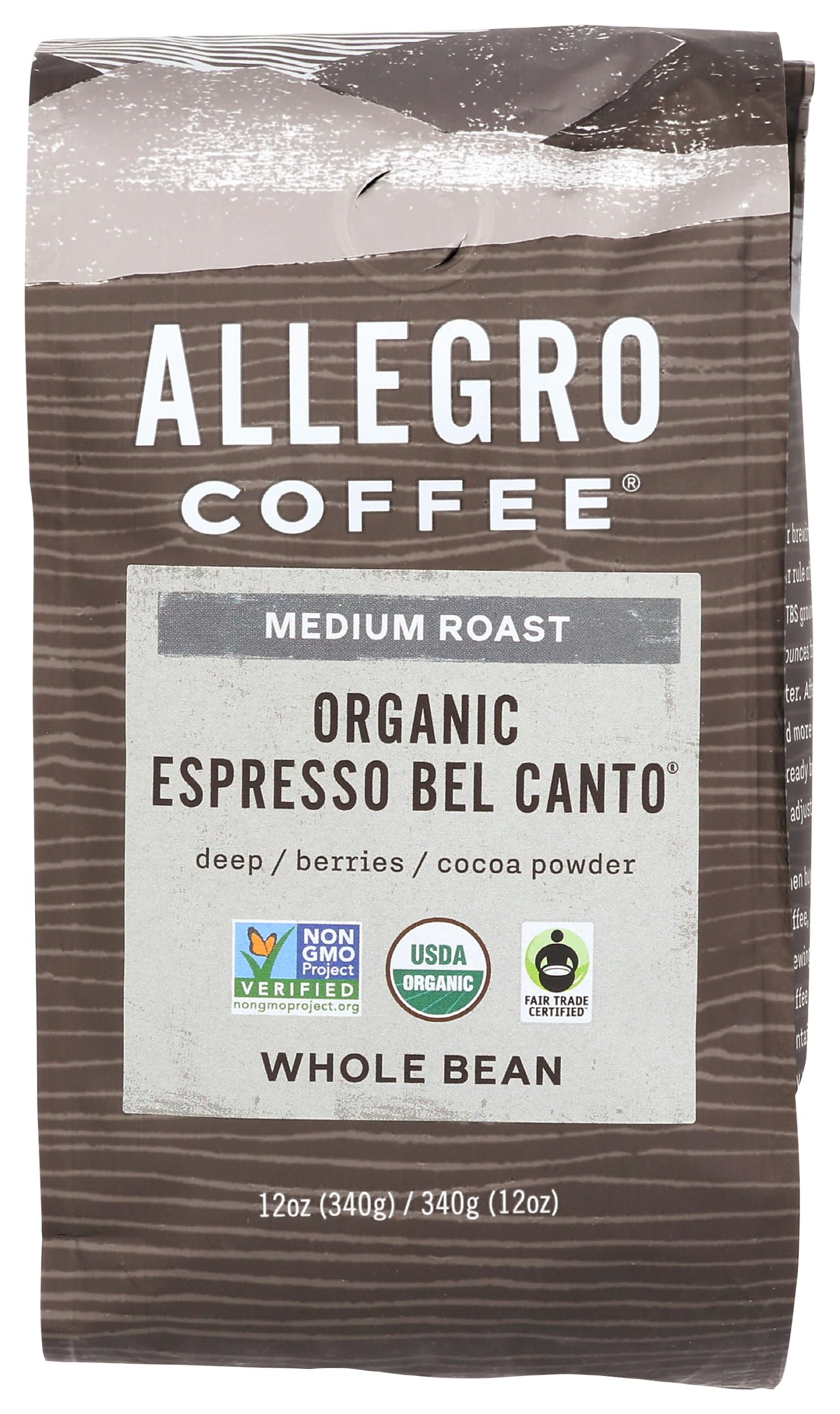 Allegro Coffee Organic Espresso Bel Canto Whole Bean Coffee, 12 oz(Pack of 1)