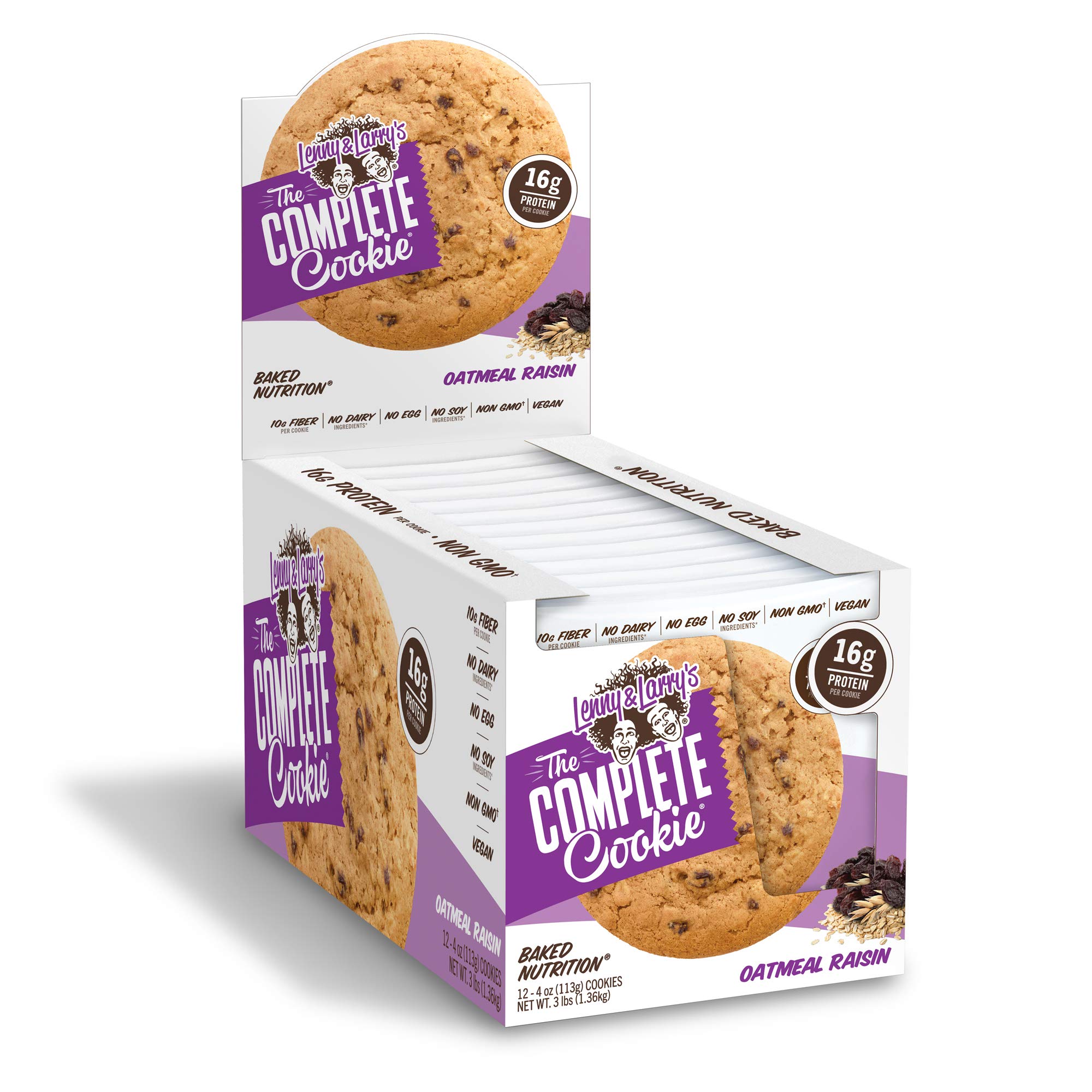Lenny and Larry's The Complete Cookie, Soft Baked Oatmeal Raisin, 4 Ounce Cookies (Pack of 4)