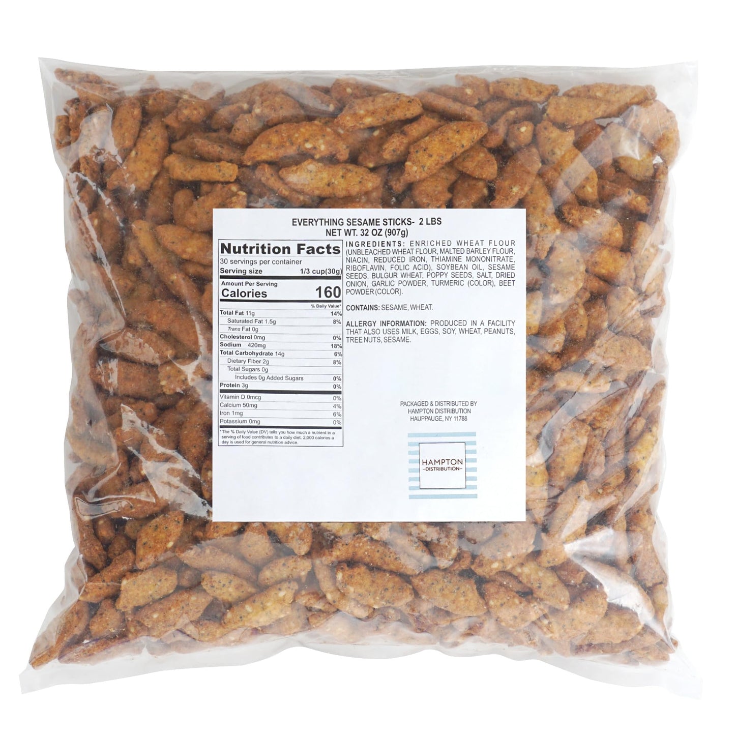 Everything Sesame Sticks, 2 Pound Bulk Bag, Hampton Distribution