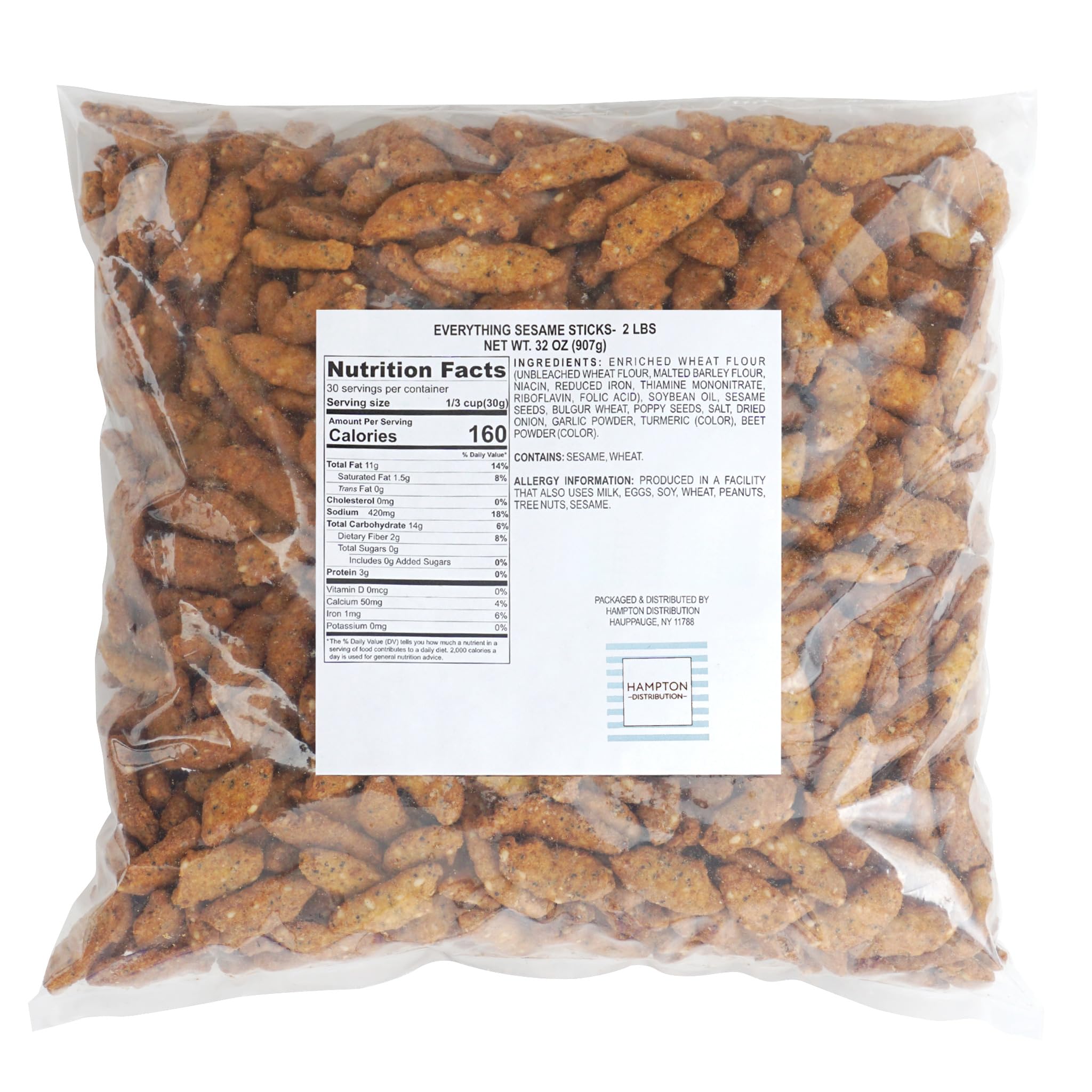 Everything Sesame Sticks, 2 Pound Bulk Bag, Hampton Distribution