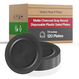 Disposable Plastic Plates, Heavy Duty Matte Round Design Dinnerware, 120 pcs Bulk Order Party Supplies For Wedding, Birthday & All Occasions (120 pcs
