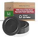 Disposable Plastic Plates, Heavy Duty Matte Round Design Dinnerware, 120 pcs Bulk Order Party Supplies For Wedding, Birthday & All Occasions (120 pcs