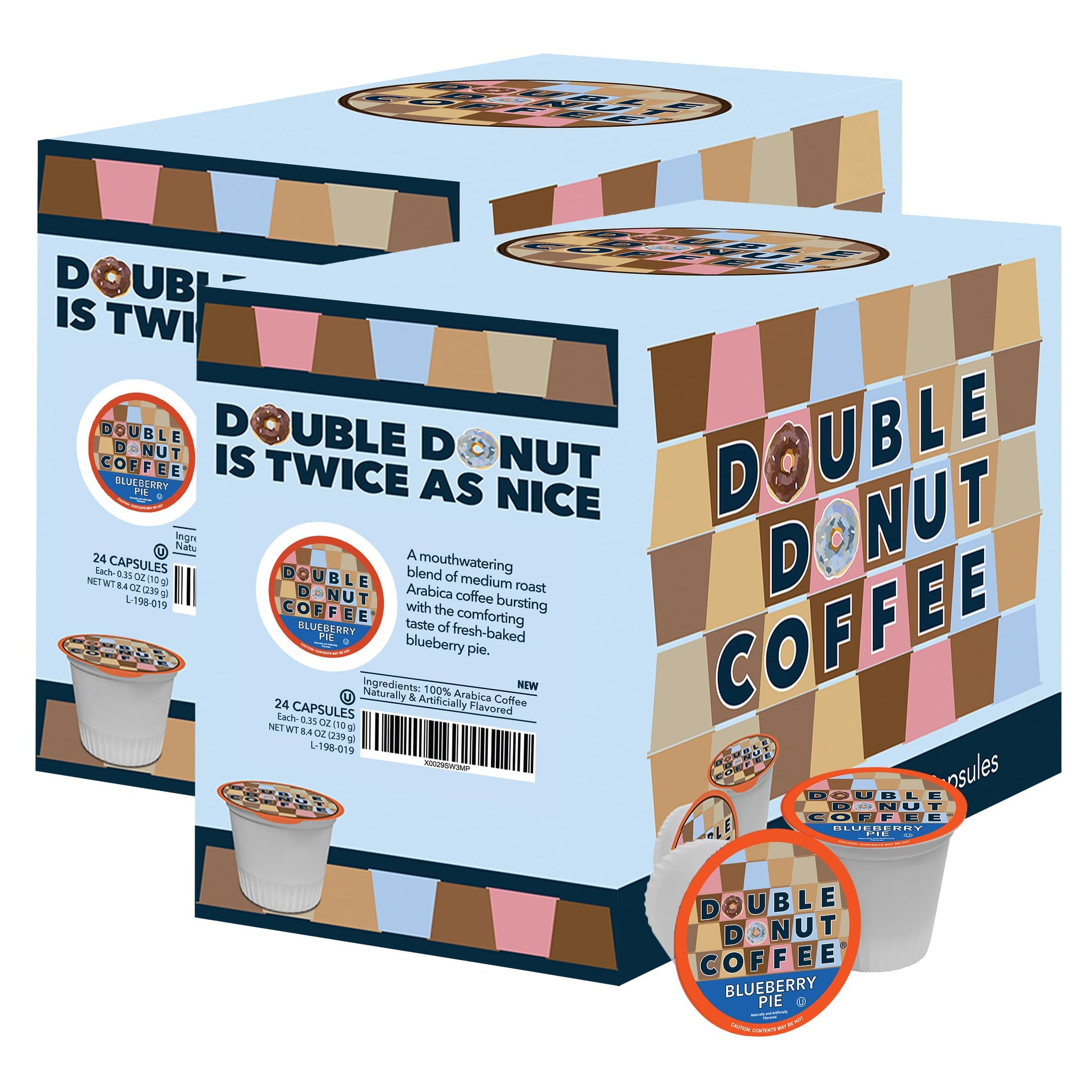 Double Donut Coffee Blueberry Flavored Coffee in Single Serve Pods, Iced or Hot, Keurig K-Cups, 48 Count by Double Donut