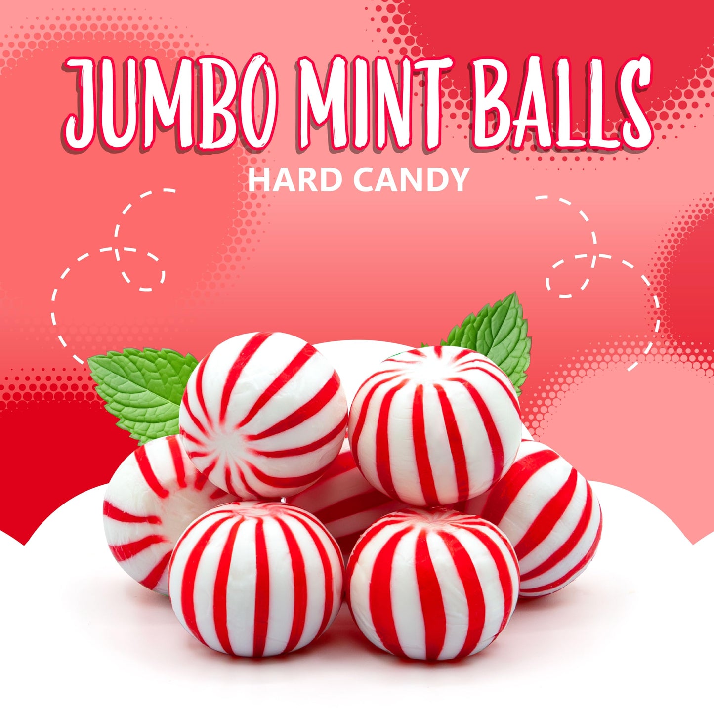 Jumbo Mint Balls 2-Pound Bag | Hard Candy with Classic Peppermint Flavor | Old Fashioned Candy for Holiday Buffets and Office Bowls | Individually