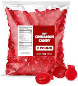 Cinnamon Hard Candy Discs 2 lbs Bulk Pack Christmas Candies - Approx. 150 Individually Wrapped Spicy Cinnamon Flavored Hard Candies for Parties