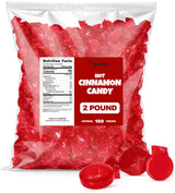 Cinnamon Hard Candy Discs 2 lbs Bulk Pack Christmas Candies - Approx. 150 Individually Wrapped Spicy Cinnamon Flavored Hard Candies for Parties
