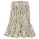 Economy Cut-End Cotton Wet Mop Head, 16oz, 1" Band, White, 12/Carton