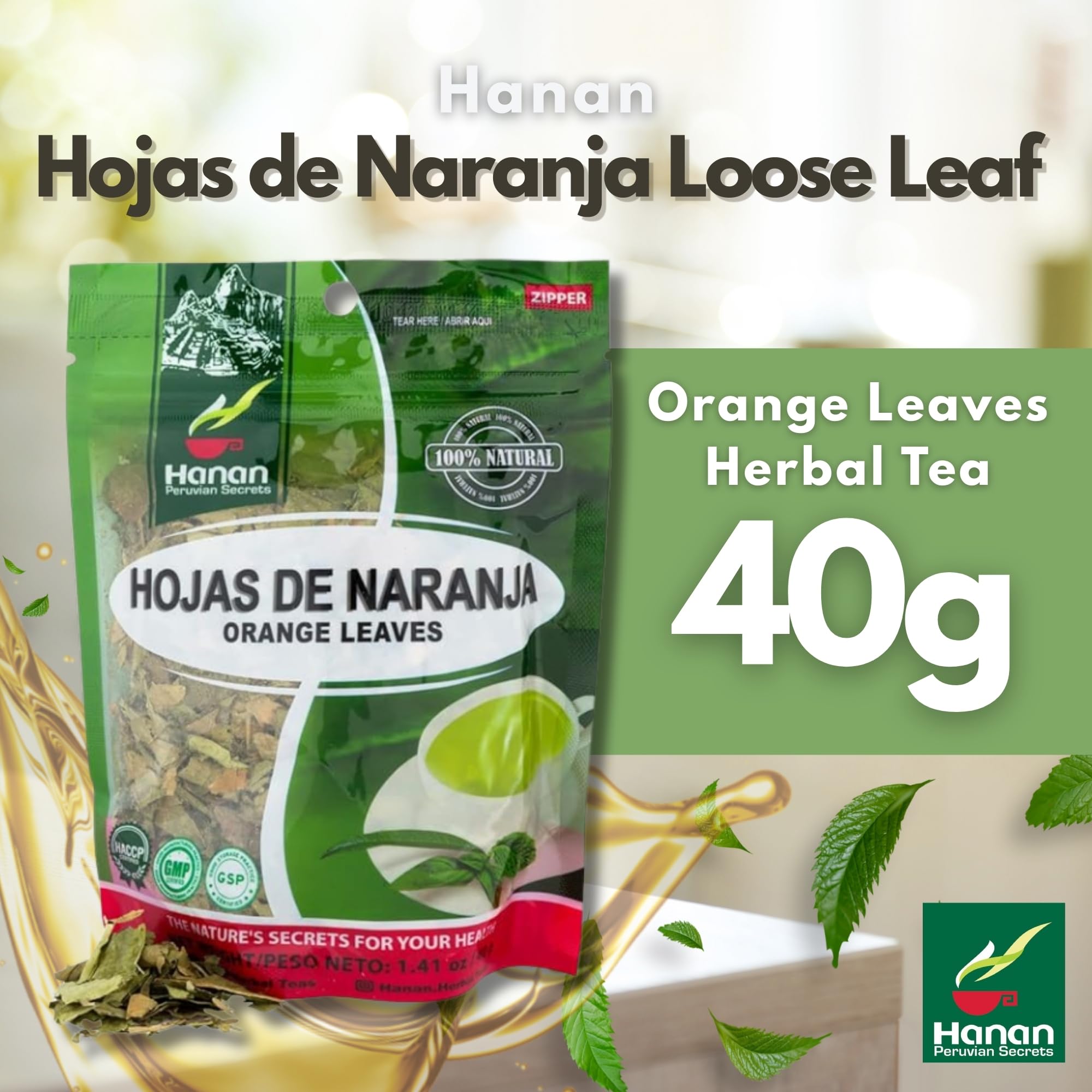 Hanan Te de Naranja 40g - Orange Loose Leaf Tea for Relaxation & Digestive Support, Natural Herbal Tea from Peru (1.4oz)