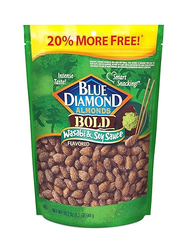 Blue Diamond Almonds, BOLD Snack Nut Flavored Wasabi and Soy Sauce Value Bag Great for Snacking and Cravings at Home, Office, or On-The-Go, 19.2 Ounce