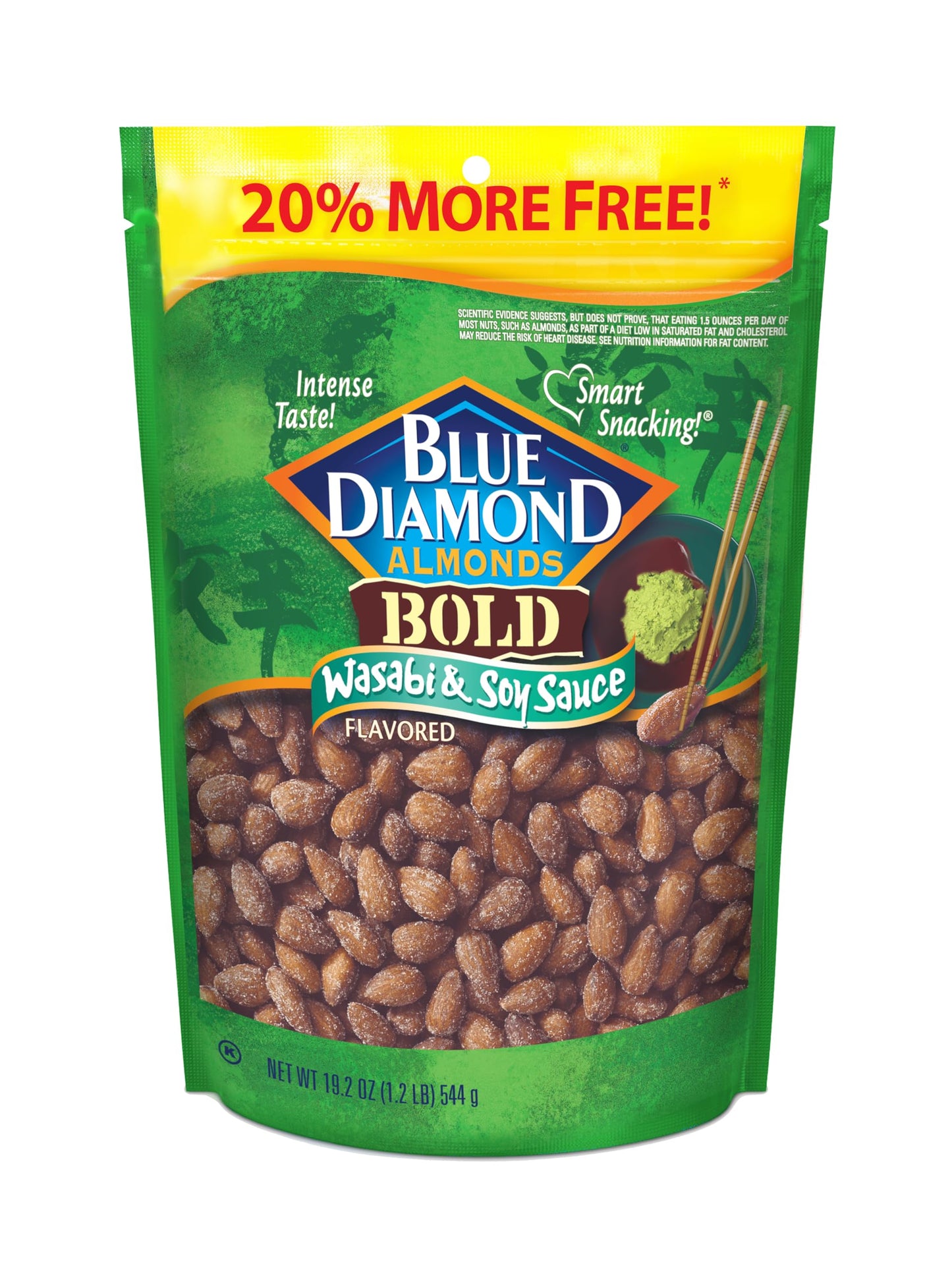 Blue Diamond Almonds, BOLD Snack Nut Flavored Wasabi and Soy Sauce Value Bag Great for Snacking and Cravings at Home, Office, or On-The-Go, 19.2 Ounce