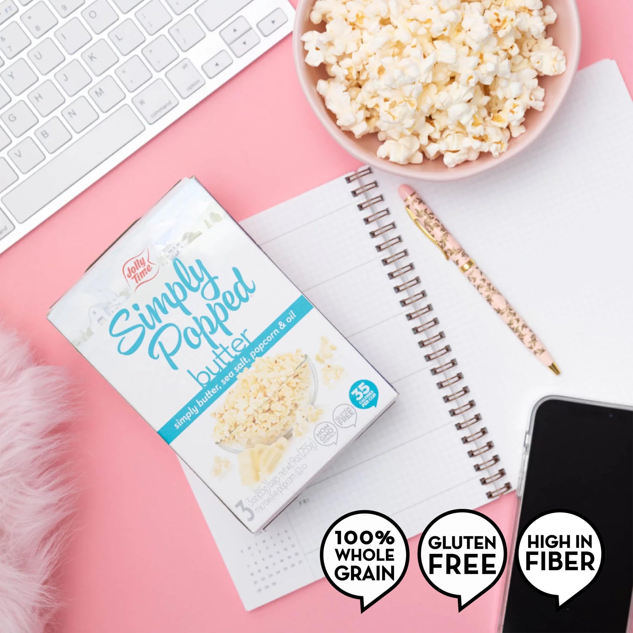 Jolly Time Simply Popped Butter Minis, Lightly Salted Microwave Popcorn, 1.5oz Personal Bag, 10 Bags Per Carton (1.5 Ounce (Pack of 30))