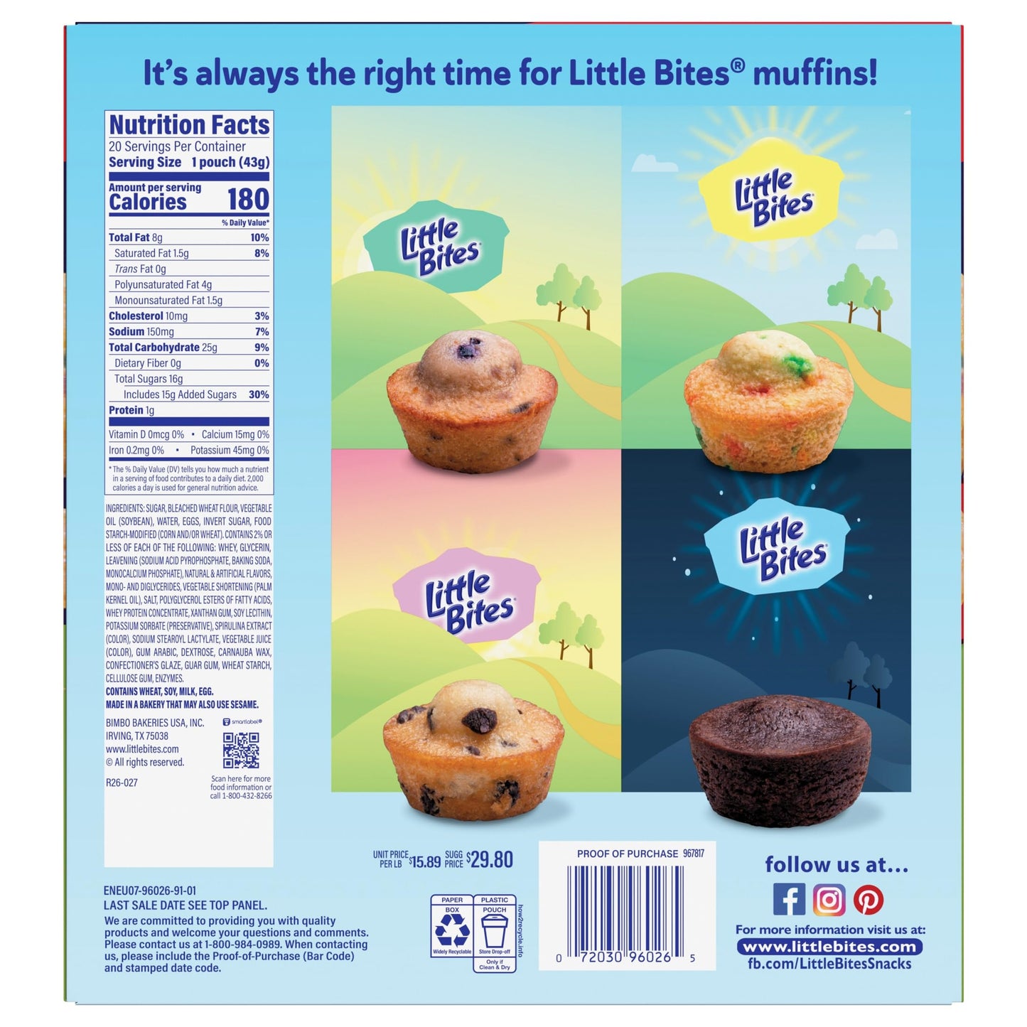 (Value Pack) Little Bites Party Cake Muffins, 20 individual packs, (1.5 oz each), Cake and Sprinkles Mini Muffins, 30 oz Multipack
