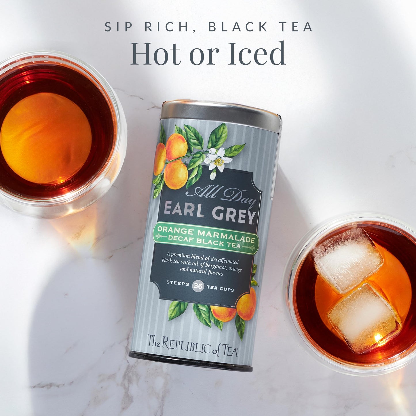 The Republic of Tea - All Day Earl Grey Orange Marmalade Decaf Black Tea, Naturally decaffeinated, 36 Tea Bags