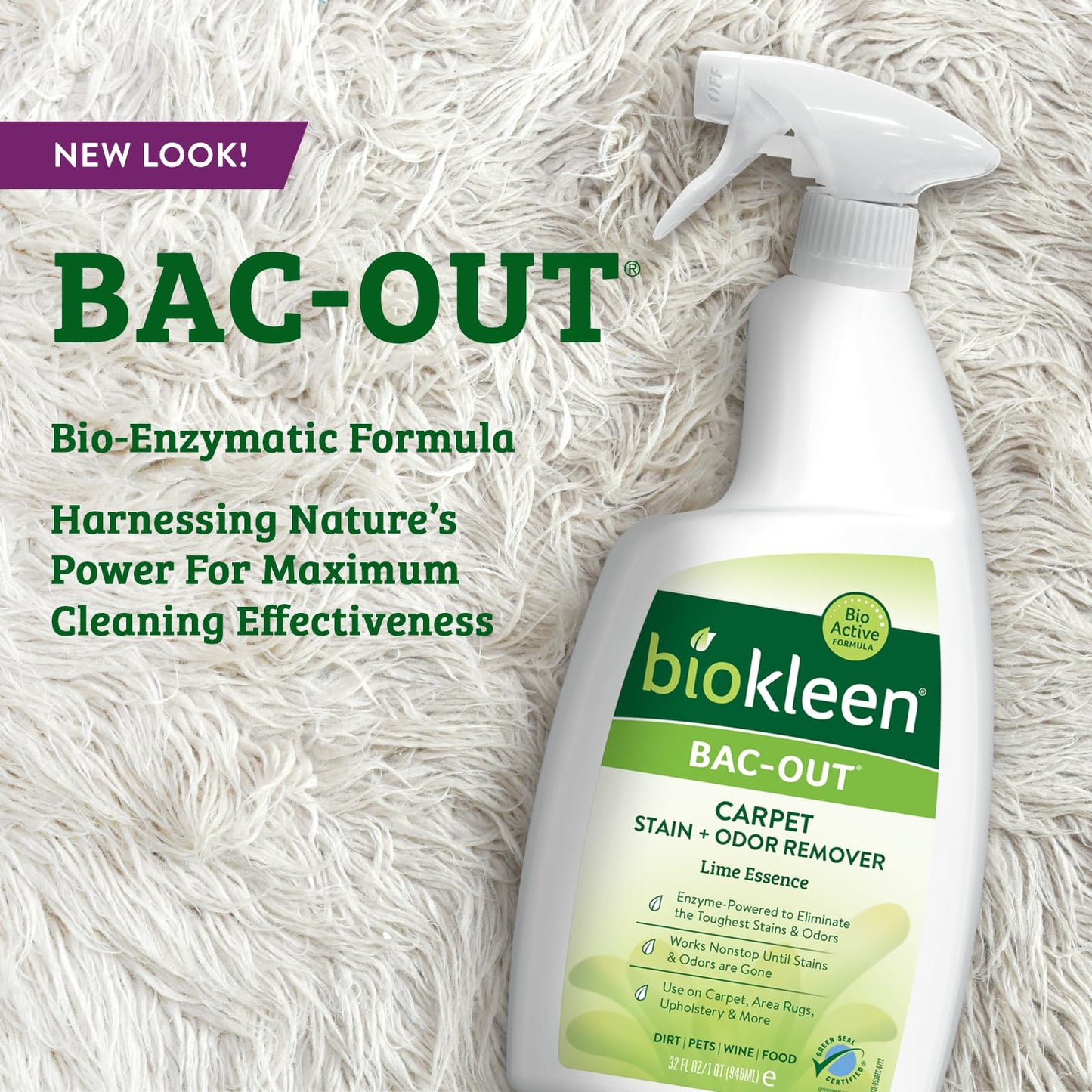 Biokleen Bac-Out Stain Remover for Carpet, Clothes - 32 Ounce and Gallon Refill - Enzymatic, for Pet Stains, Laundry, Diapers, Wine, Carpets, & More