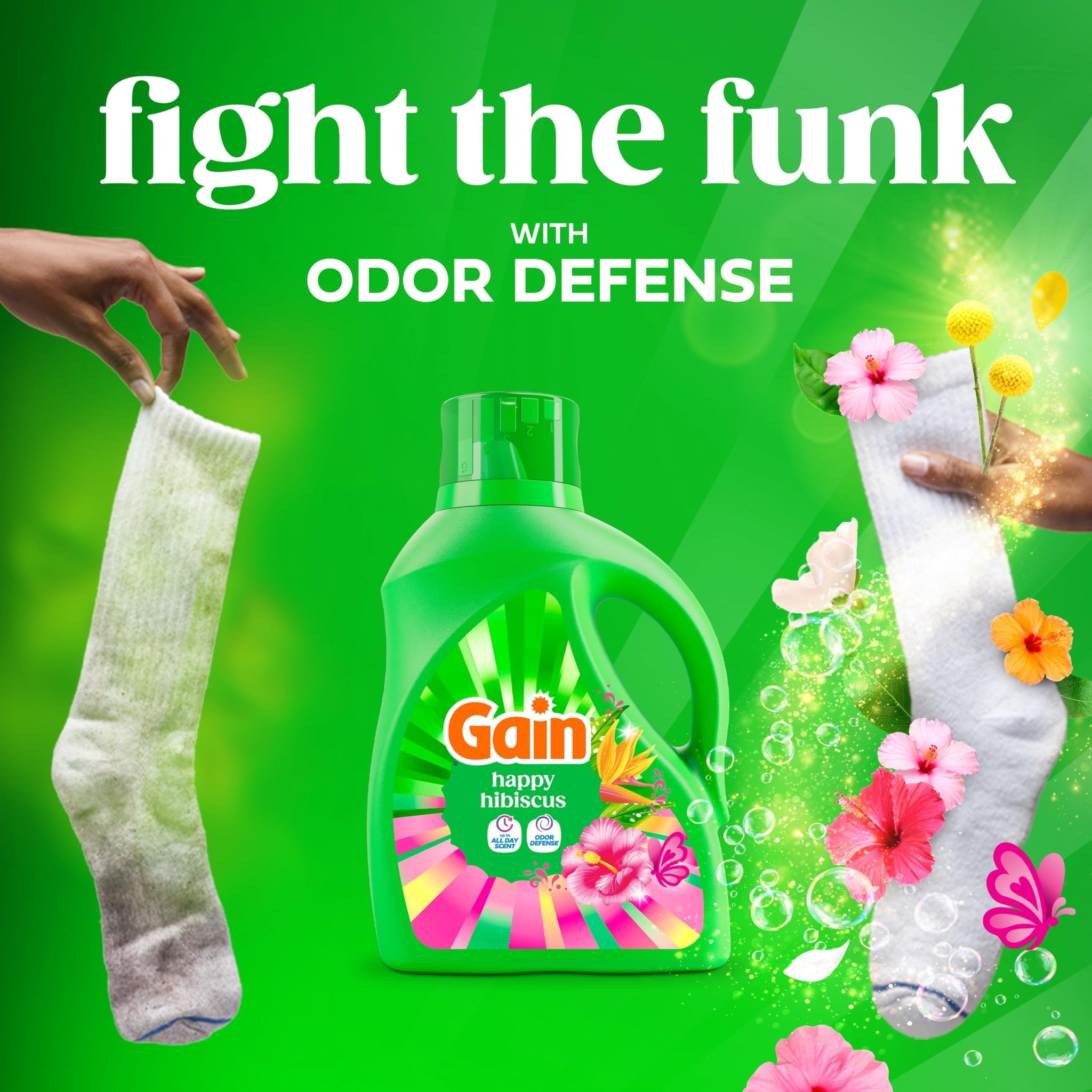 Gain Liquid Laundry Detergent, With Odor Defense, Happy Hibiscus Scent, Laundry Soap For HE Washing Machines, 132 fl oz, 100 Loads (Packaging May