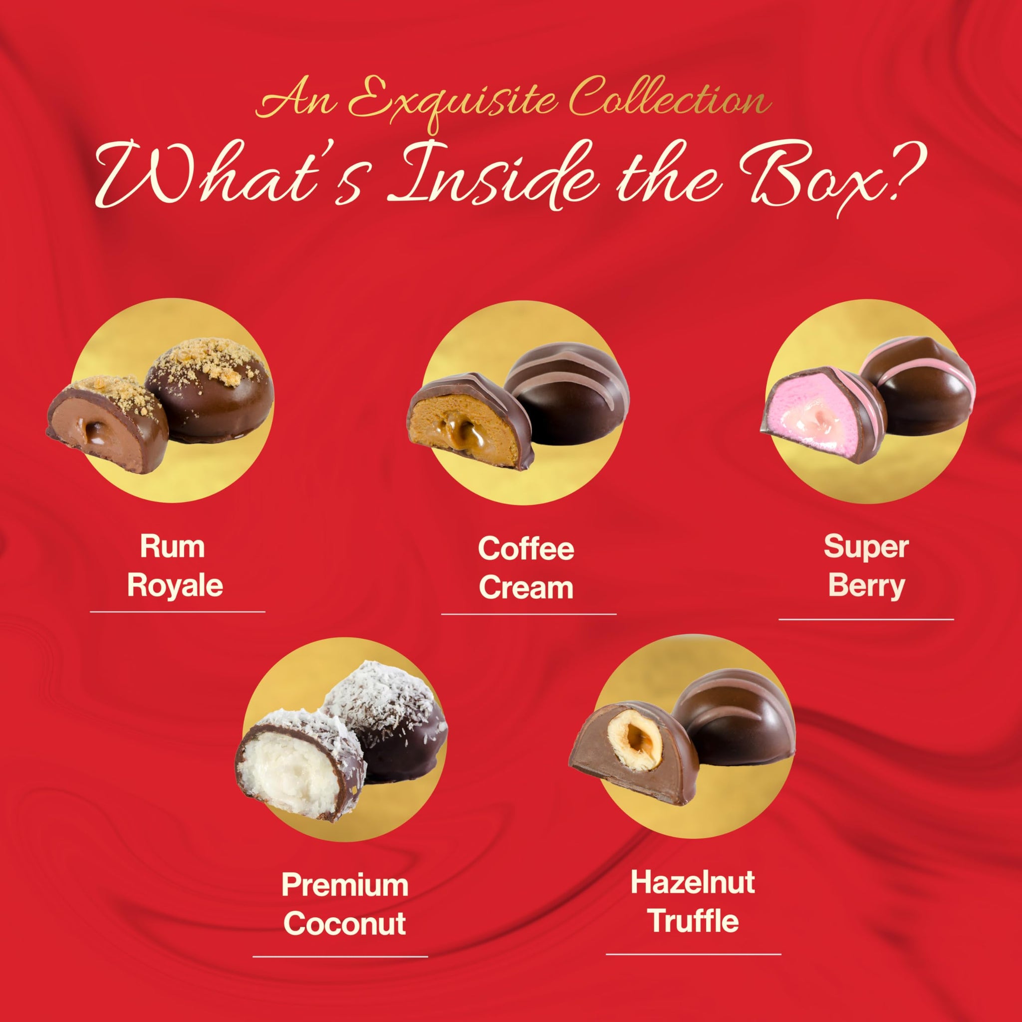 Luxury Chocolate Deluxe Assortment Gift Box - Kosher, Dairy Free and Chocolate Candy, Coffee Cream, Premium Coconut, Berry Filled, Rum, & Hazelnut