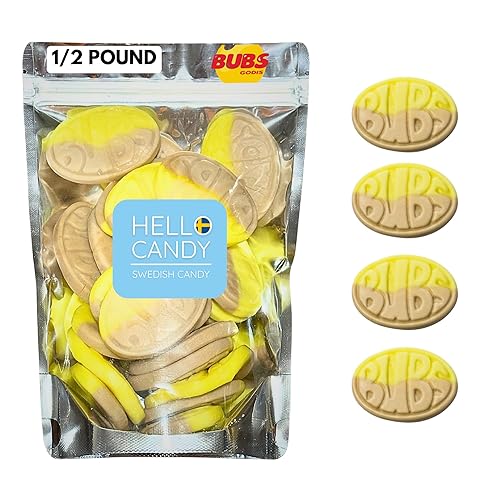 HELLO CANDY Swedish BANANA BUBS Candy, 0.5 lb Bag - Soft Fruit Chews, Scandinavian Sweets for Kids & Adults