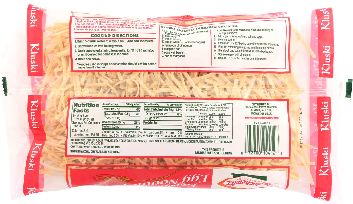 MANISCHEWITZ Kluski Egg Noodles, 12-Ounce Bags (Pack of 12)