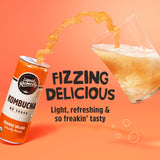 Liquid Remedy Kombucha Sugar Free Organic Drink, Low Calorie, Probiotic Like Tea for Gut Health - Orange Splash - 12 Fl Oz Can, 4-Pack