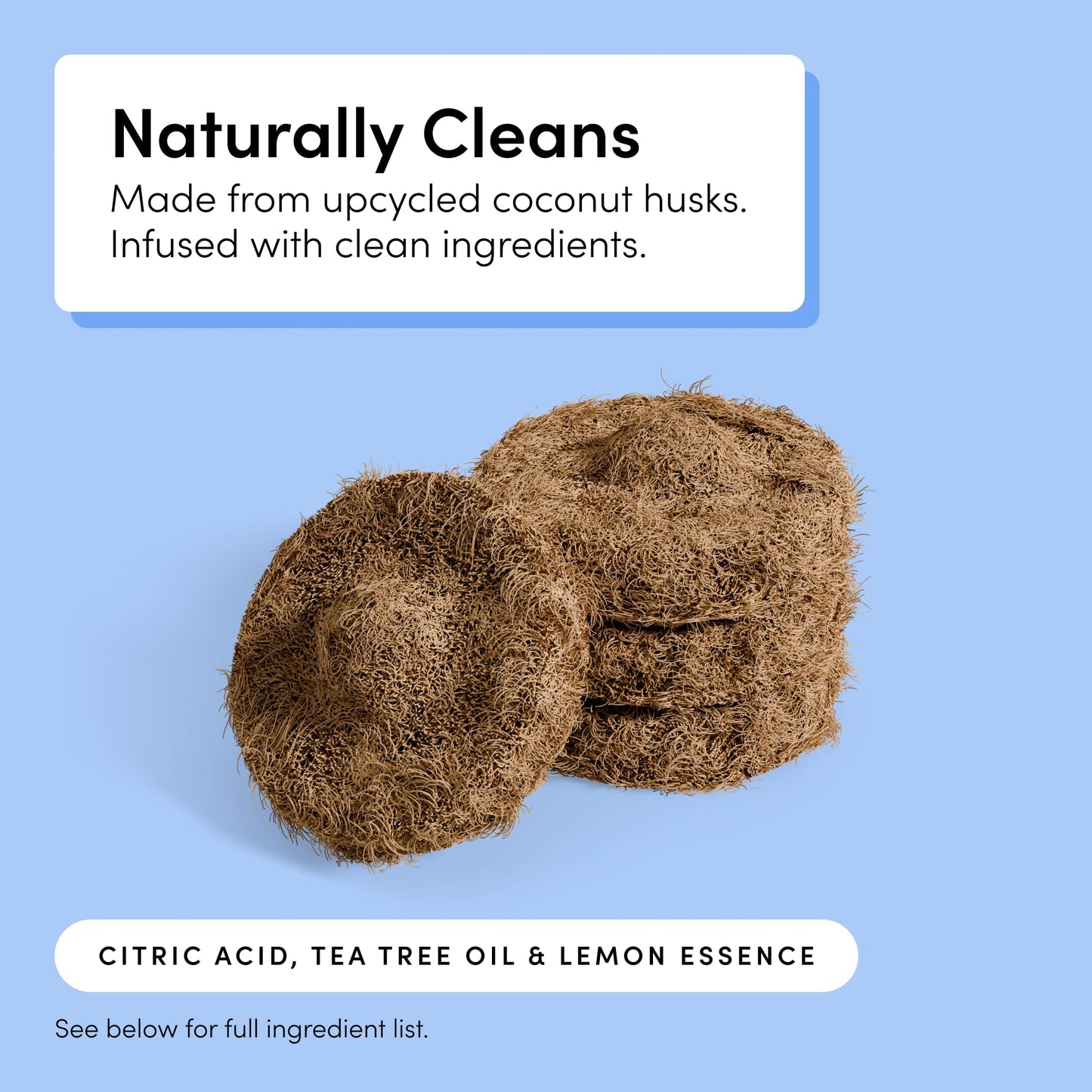 TUSHY Toilet Brush 2.0 Set: with Cleanser-Infused Pads and Holder (Disposable Planet Friendly Refills), Includes 8 Lemon and Tea Tree Coconut Husk