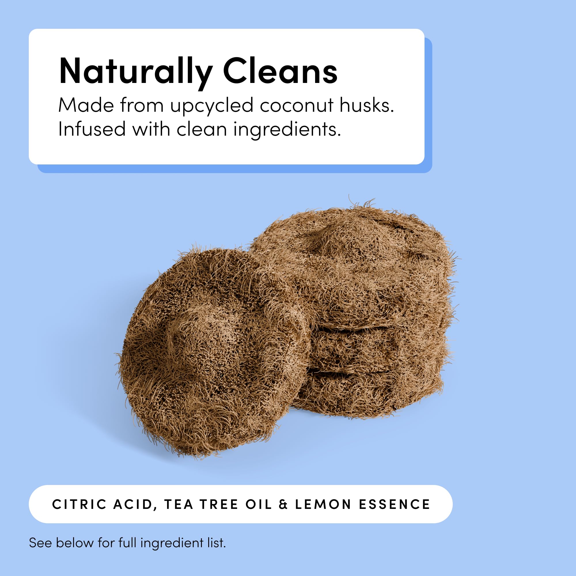 TUSHY Toilet Brush 2.0 Set: with Cleanser-Infused Pads and Holder (Disposable Planet Friendly Refills), Includes 8 Lemon and Tea Tree Coconut Husk