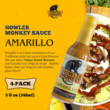 Howler Monkey Sauce - Amarillo Hot Sauce - 5 Fl Oz (Pack of 4)