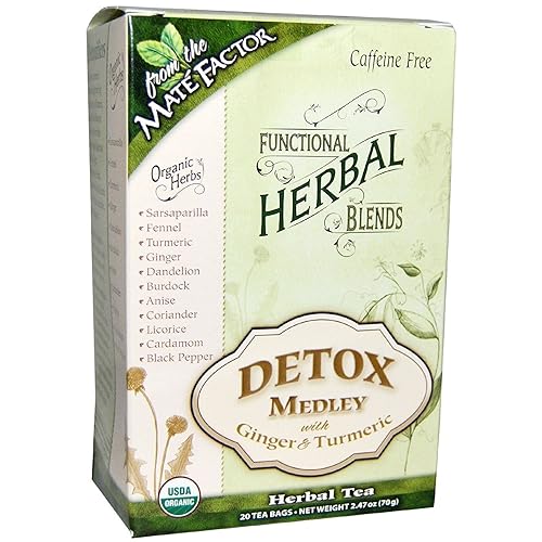 Mate Factor Functional Herbal Blends Detox Medley with Turmeric 20 Bag