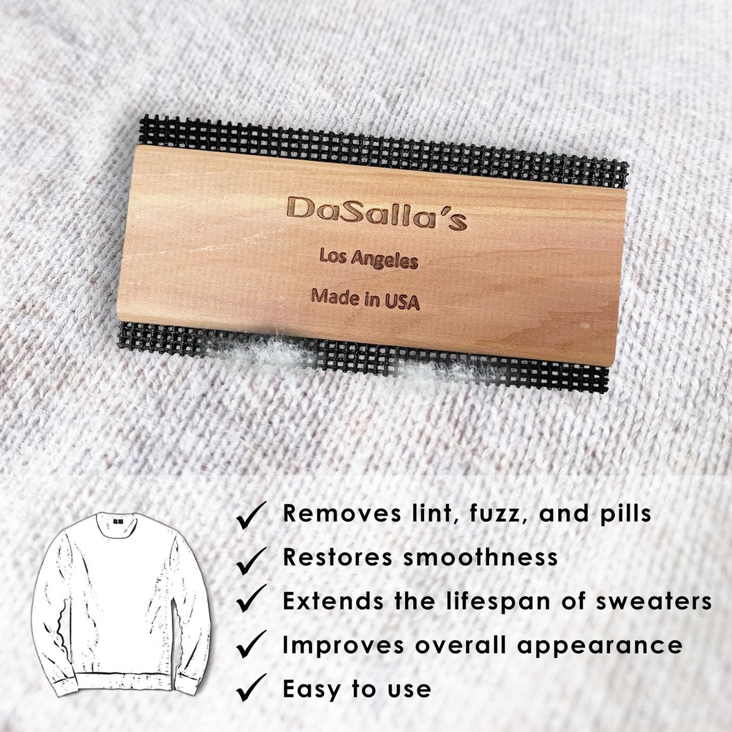 DaSalla's - Sweater Comb, Portable Lint Remover, Cashmere Comb, Fuzz Remover, Sweater Comb Pill Remover, Lint Cleaner for Clothes