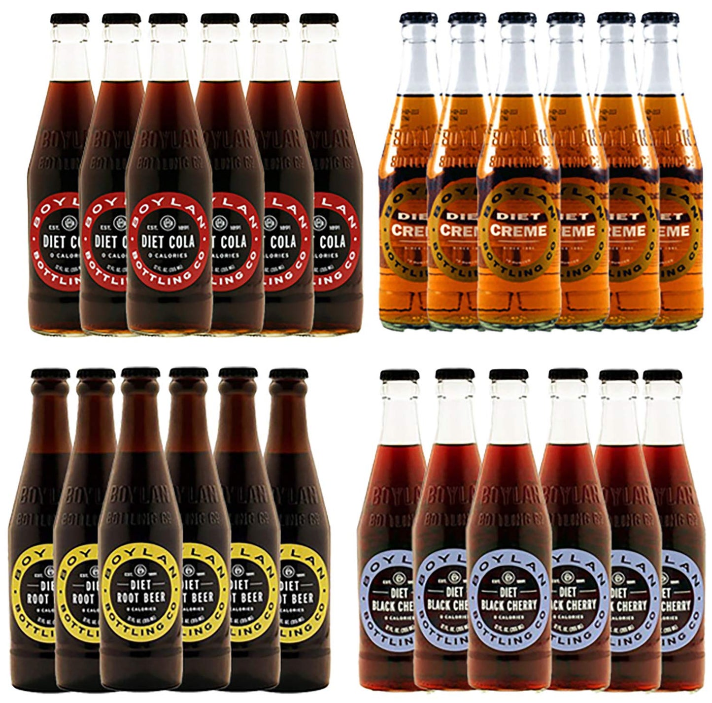Boylan - Diet Soda Variety Pack - 12 oz (24 Glass Bottles)