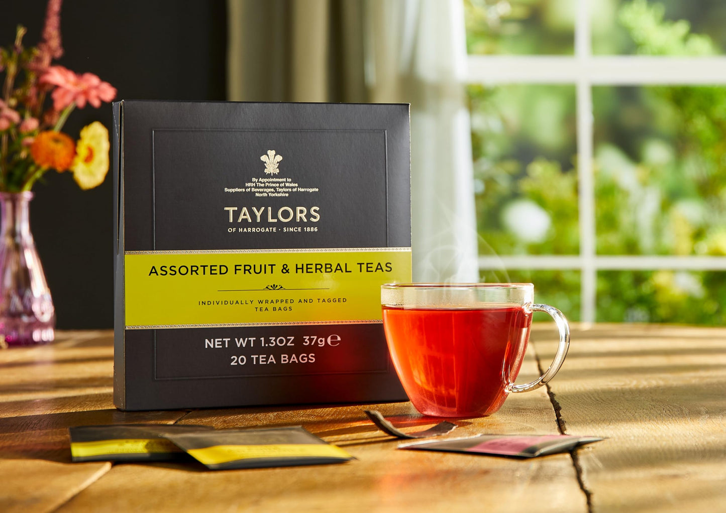 Taylors of Harrogate Assorted Specialty Fruit and Herbal Teas Sampler, Variety Gift Box, Individually Wrapped Bags, 20 Count (Pack of 1), Lemon