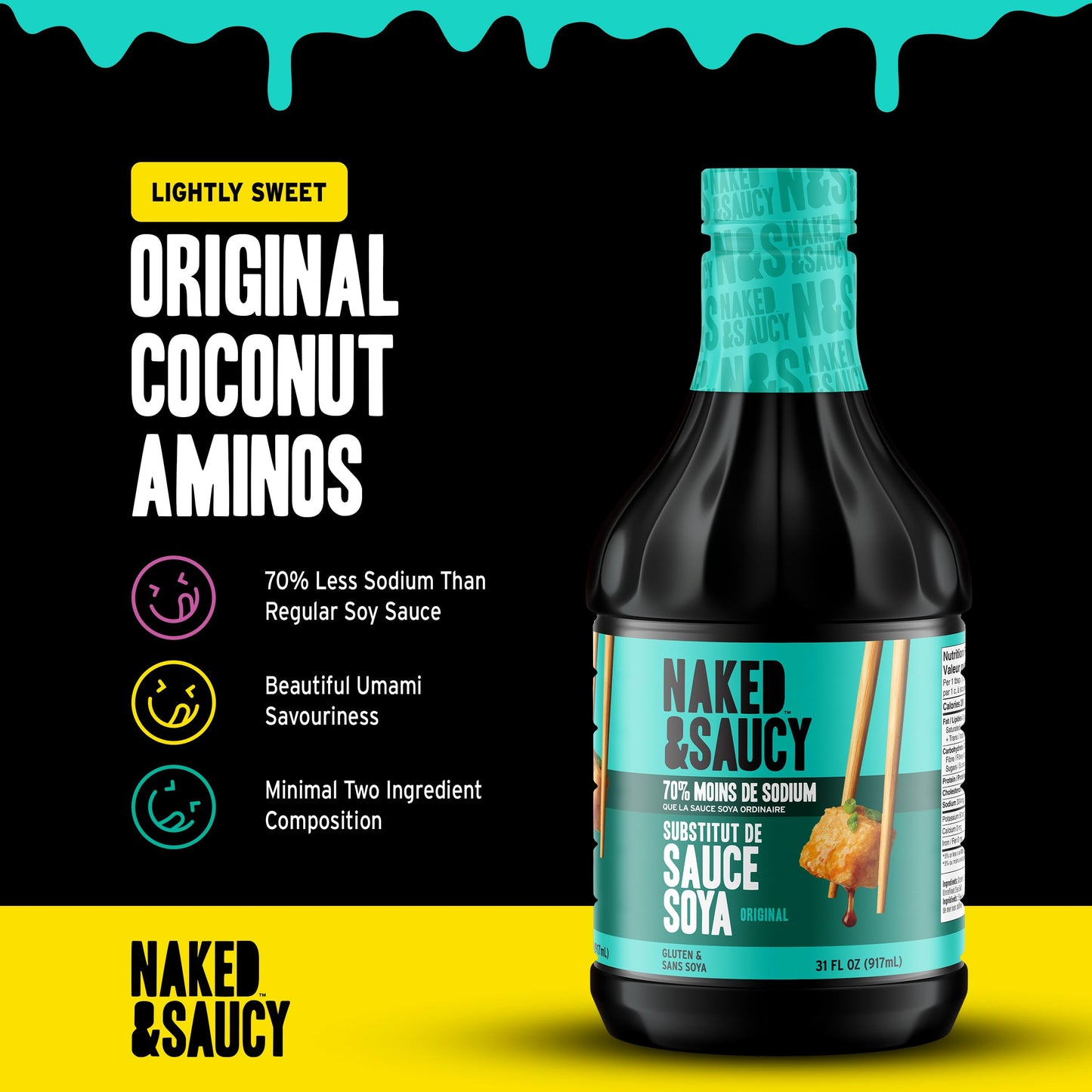 Naked & Saucy Low Sodium Coconut Aminos, Soy Sauce Substitute, 31 fl oz