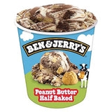 Ben & Jerry's Peanut Butter Half Baked Chocolate & Peanut Butter Ice Cream Pint Non-GMO 16 oz