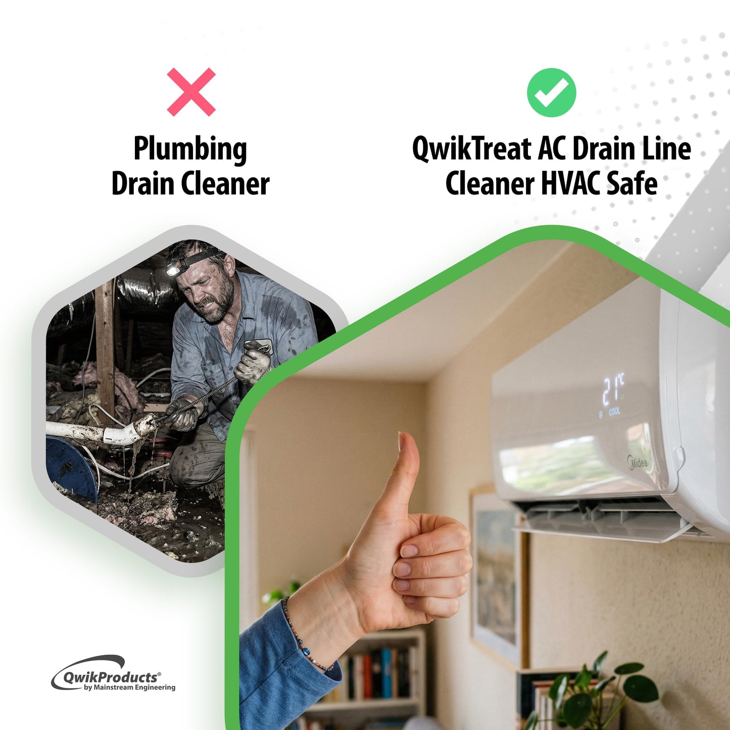 QwikTreat AC Drain Line and Condensate Pan Cleaner, Air Conditioner Pipe Unclogger for HVAC Maintenance and Service, 8 oz