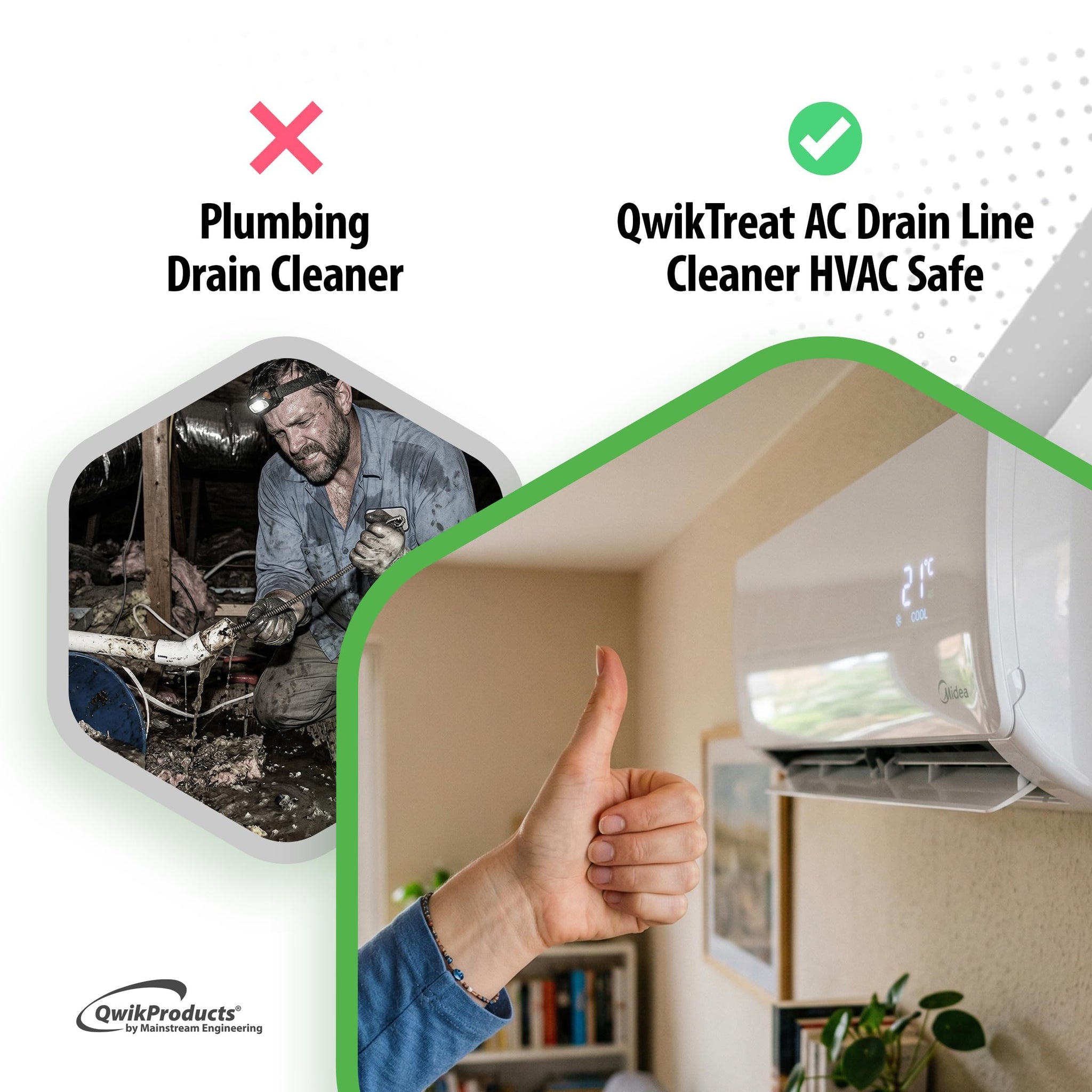 QwikTreat AC Drain Line and Condensate Pan Cleaner, Air Conditioner Pipe Unclogger for HVAC Maintenance and Service, 8 oz