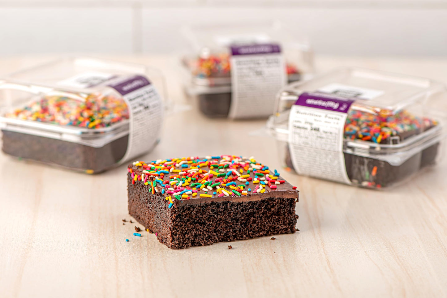 Our Specialty Individual Chocolate Cake Square with Chocolate Icing and Sprinkles, Frozen Bakery Desserts for Birthdays, Parties, 6 oz