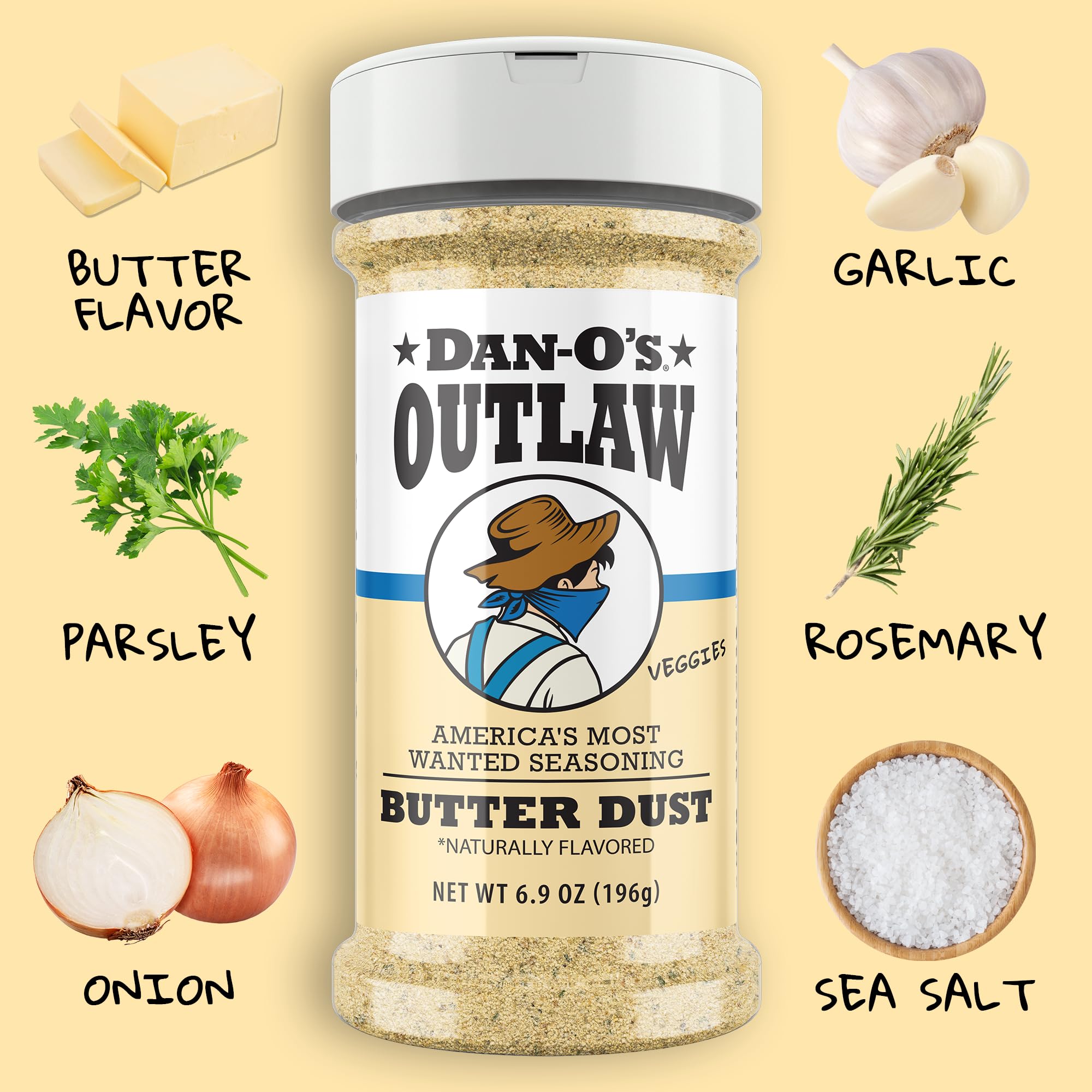 Dan-O’s Outlaw Seasoning Variety Pack - 3 Bottle Set - Butter Dust, Butter Steak & Blackened Bloody Mary - Bold Buttery & Blackened Spice Blends