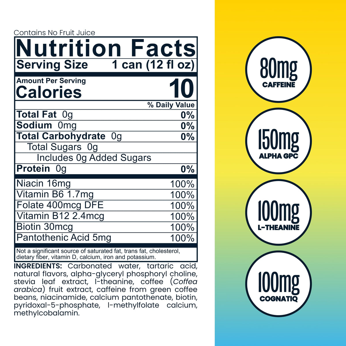 Be LOVE™ Nootropic Energy Drink - 80mg Natural Caffeine, L-Theanine & Alpha-GPC for Clean Calm Focus - Zero Sugar, Low Calorie, 100% DV B-Vitamins
