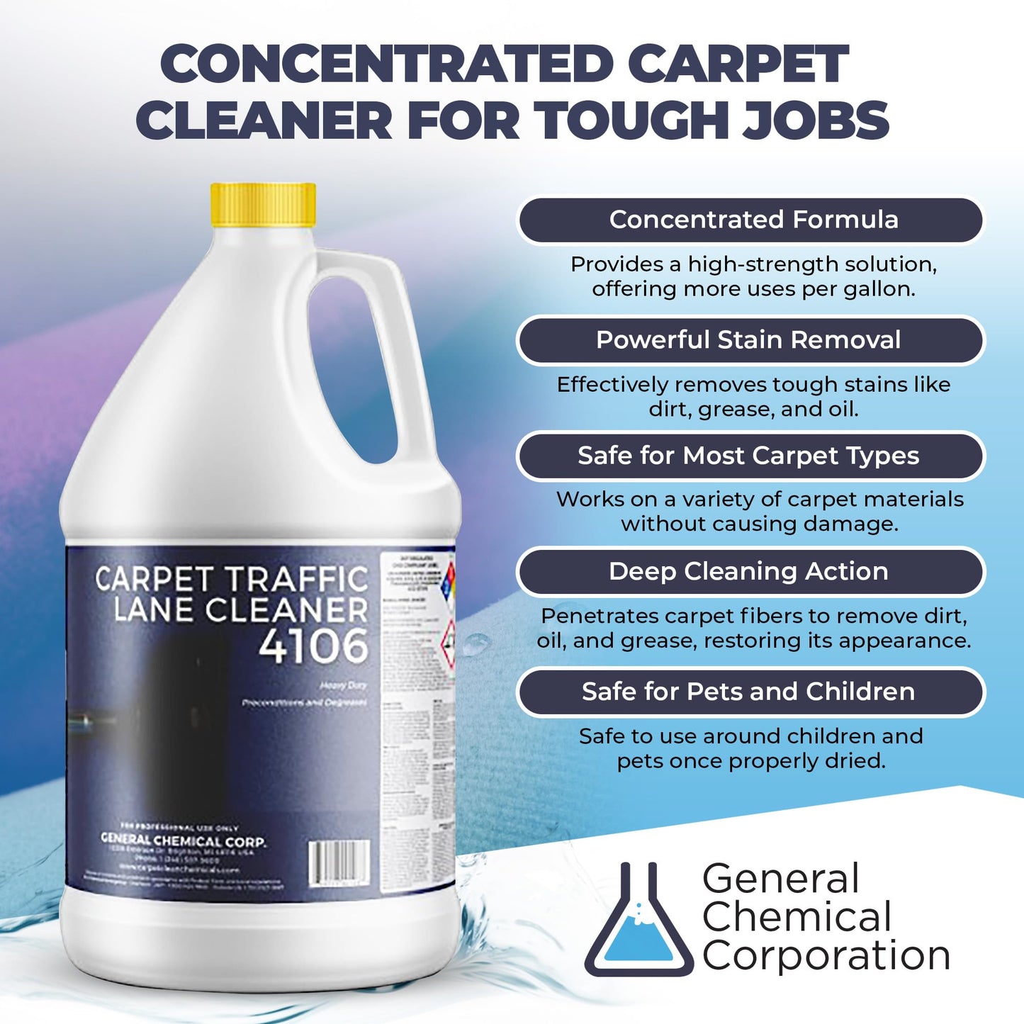 CarpetGeneral Carpet Traffic Lane Cleaner 4106 - Concentrated Carpet Pre Treatment Stain Remover - Incredible Stain Remover - Ideal for Industrial