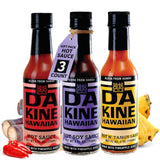 Da Kine Hawaiian Hot Sauce Sampler - Hot Soy, Mustard & Classic - Made with Pineapple Juice for Meat Tenderizing, Ideal for Marinades and Dipping