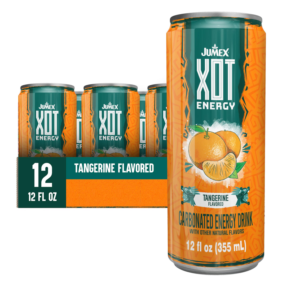 Jumex XOT Tangerine Energy Drink - Vitamin B2, B3, B5, B12 - 12 oz, 12 Pack