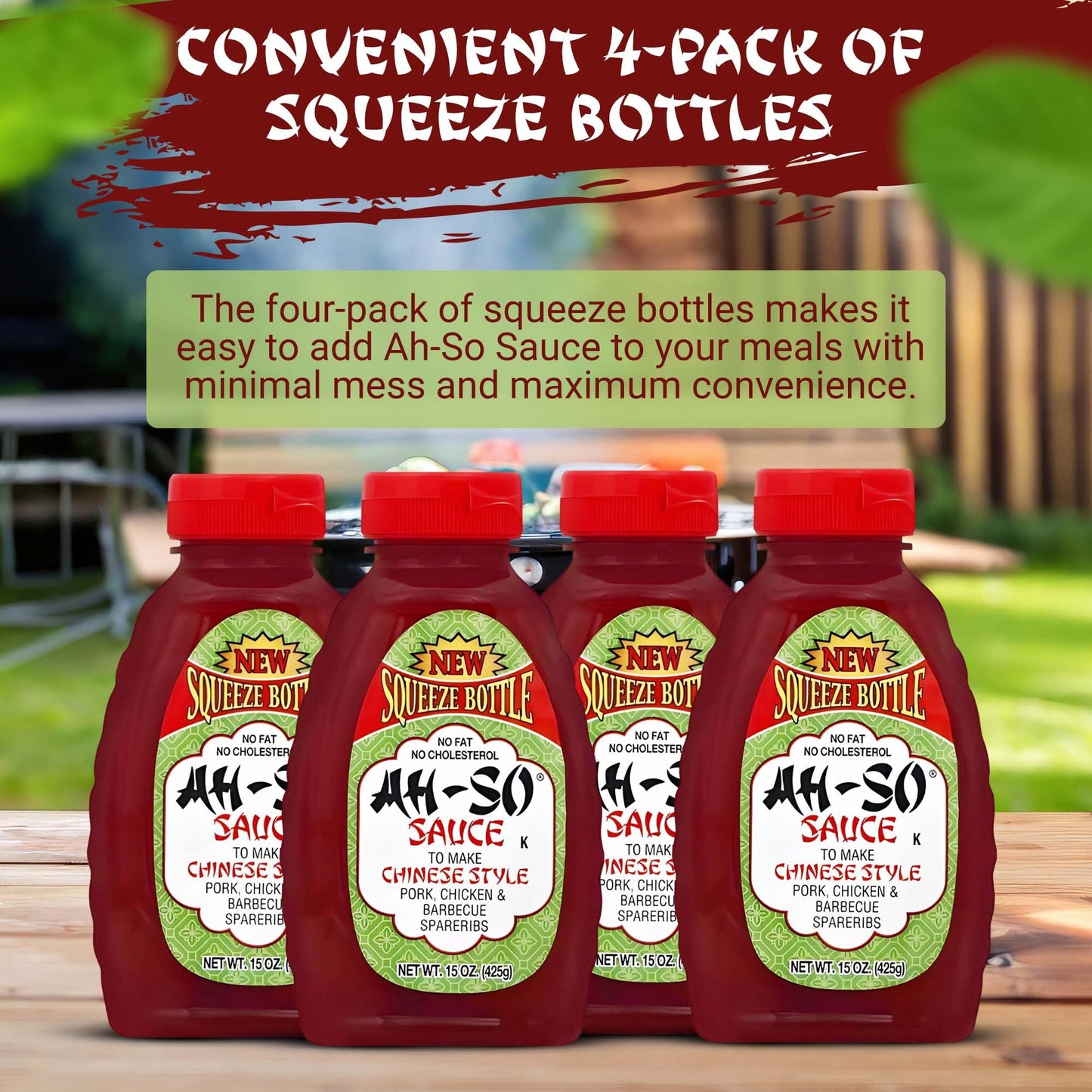 Ah-So Chinese-Style BBQ Sauce, Red Rib - 4 Pack (4 × 15 oz) | Sweet & Tangy Spare Rib Marinade & Glaze for Pork, Chicken, Wings & Stir-Fry; Classic