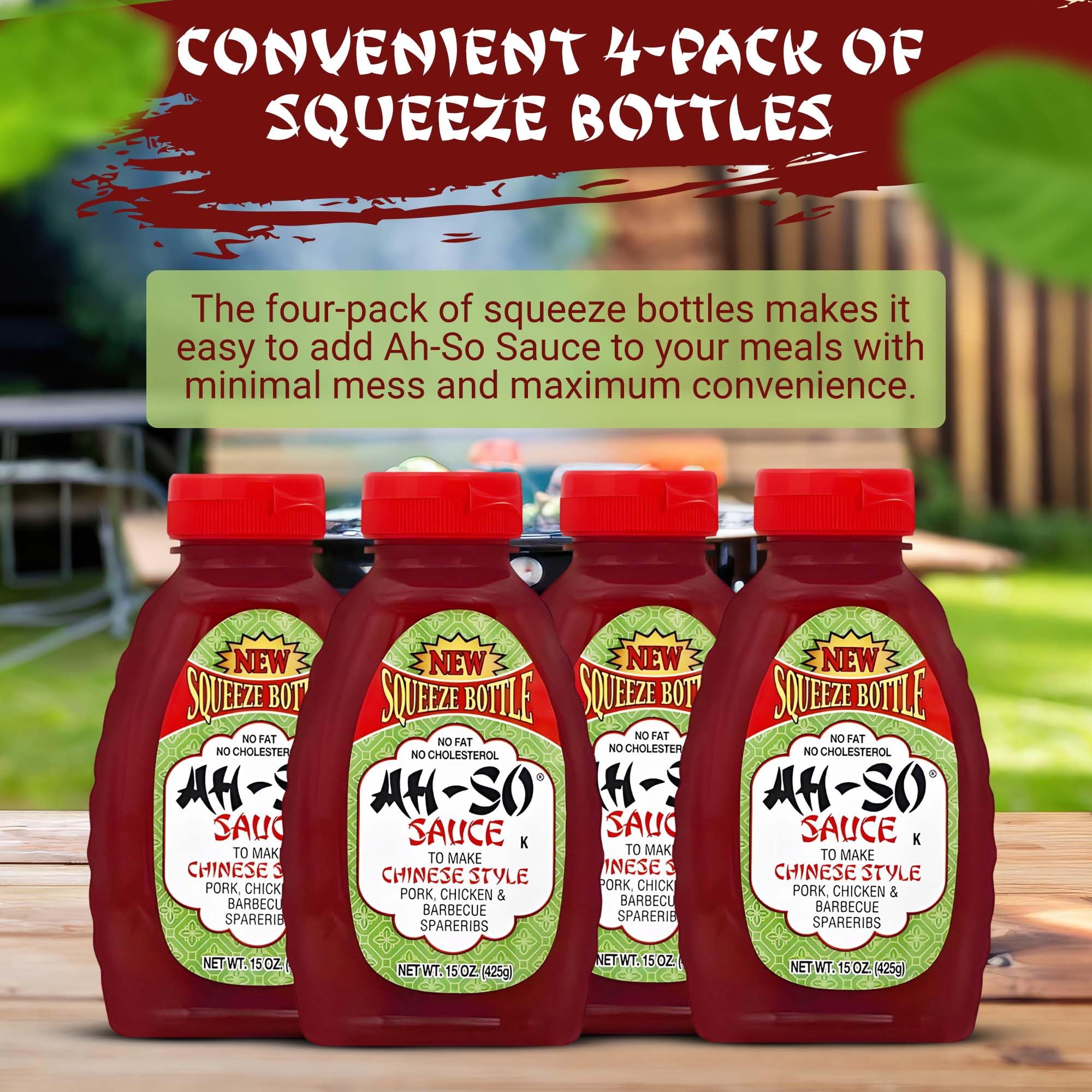 Ah-So Chinese-Style BBQ Sauce, Red Rib - 4 Pack (4 × 15 oz) | Sweet & Tangy Spare Rib Marinade & Glaze for Pork, Chicken, Wings & Stir-Fry; Classic