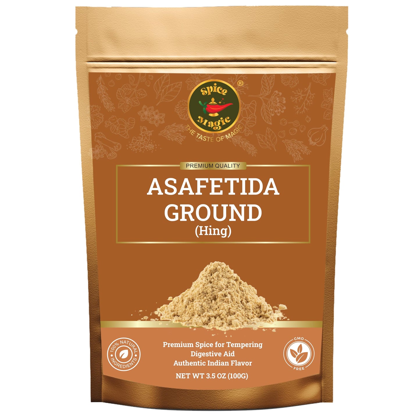 Spice Magic Asafetida Ground (Hing) ~ 100% Pure, Aromatic & Natural I Non-GMO I Indian Origin 3.5oz (100g)