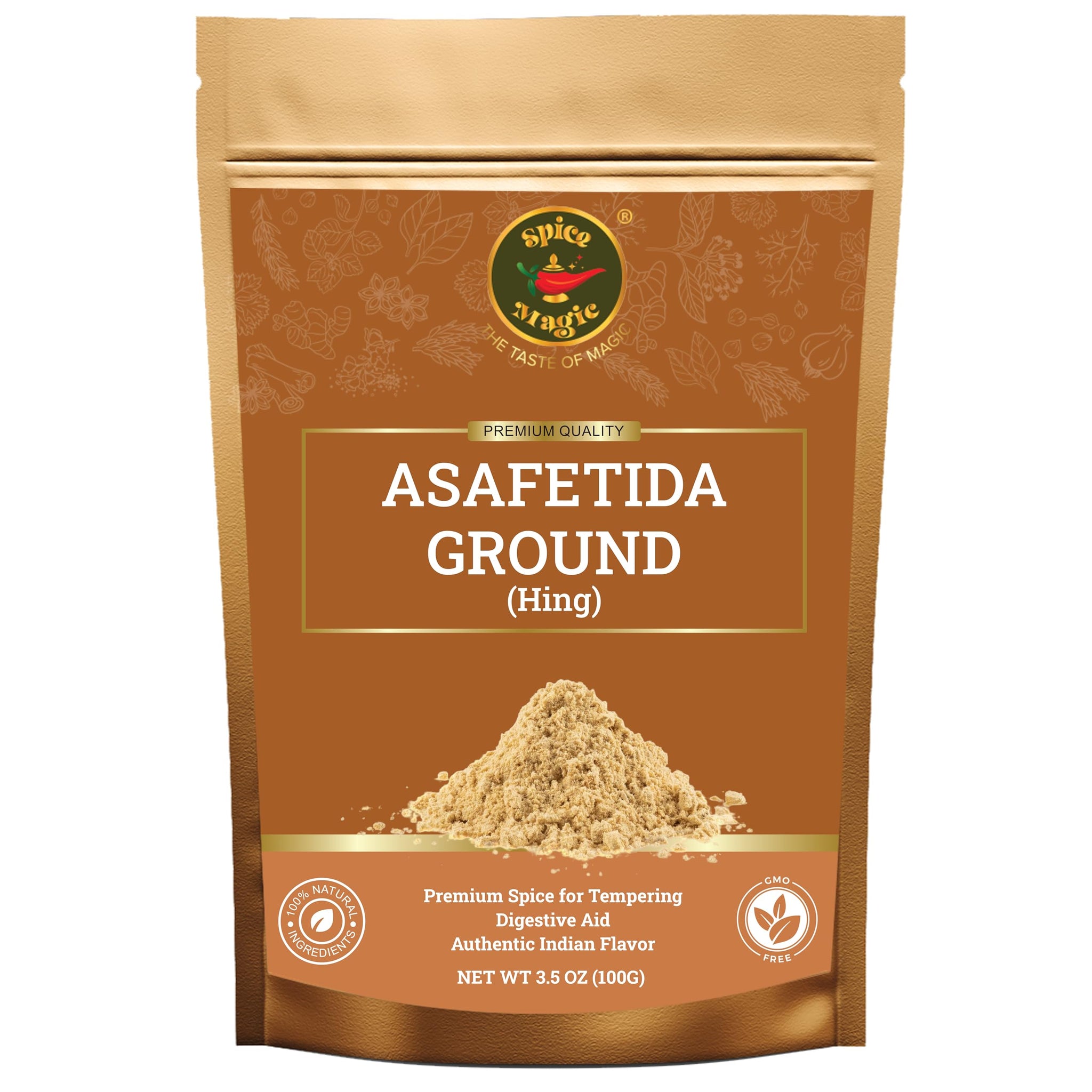 Spice Magic Asafetida Ground (Hing) ~ 100% Pure, Aromatic & Natural I Non-GMO I Indian Origin 3.5oz (100g)