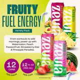 Zevia Zero Sugar Energy Drink, Fruity Fuel Variety Packs, 12 oz Cans - Naturally Sweetened, Non-GMO Project Verified, Gluten-Free, Vegan, (Pack of 24)