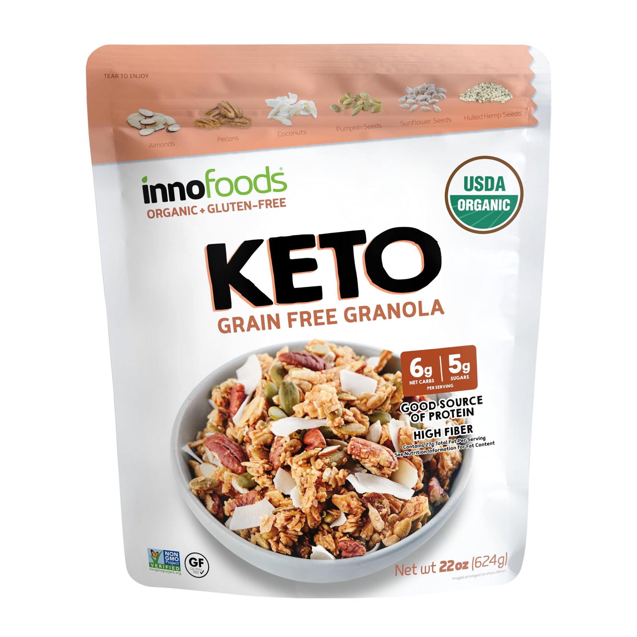 InnoFoods Grain Free Granola, Keto & Low Carb, 21 oz