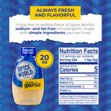 Spice World Squeezable Minced Garlic - Value 20oz Garlic Container - Ready-to-Use Seasonings for Cooking, Simply Squeeze the Convenient Package