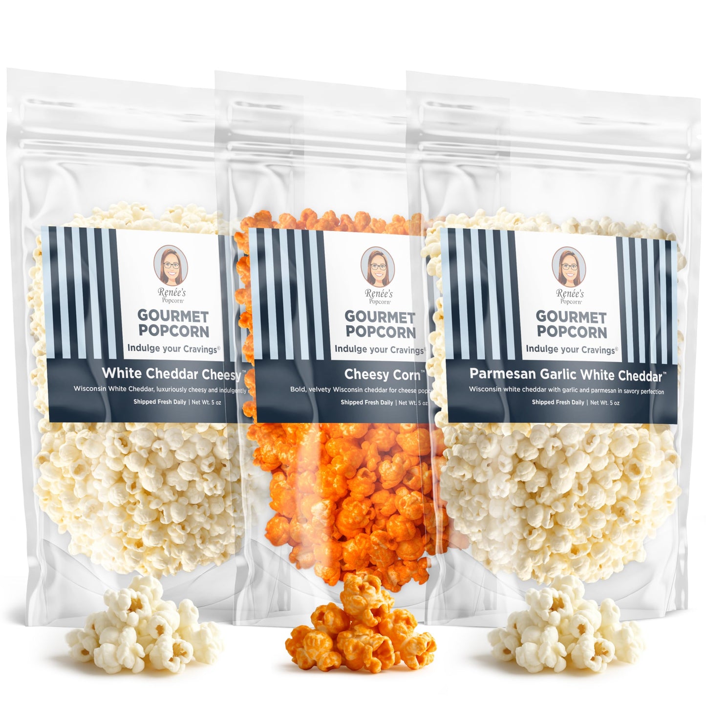 Renée’s Gourmet Trios - Cheese Please™ Cheese Popcorn Variety Pack - 3 Bag Set - Gift or Indulgent Treat
